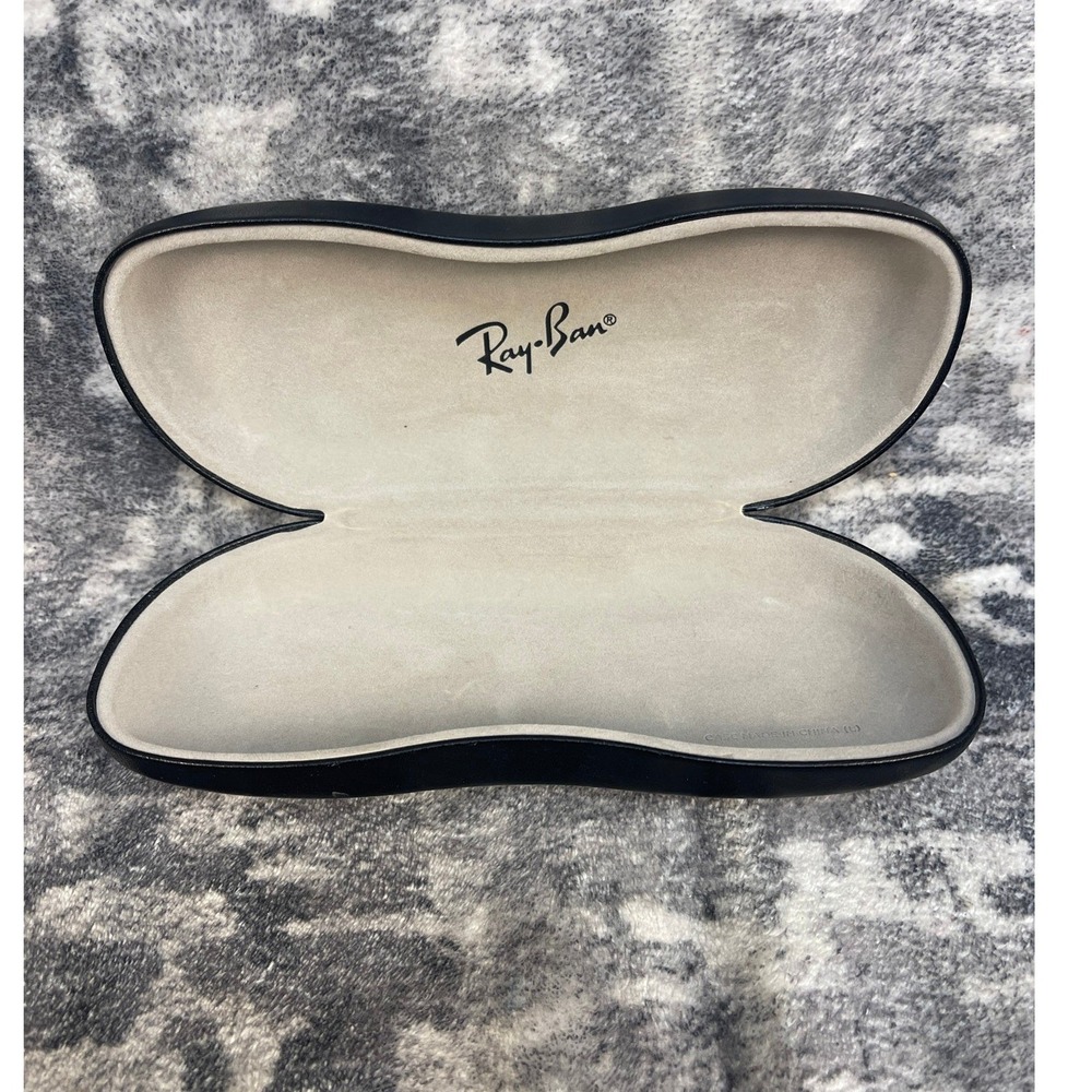 Ray-Ban Sunglasses Hard Case Black Clamshell Protective Holder Beige Interior